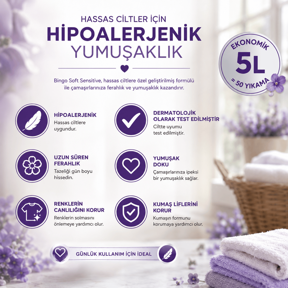 Bingo Soft Sensitive 5 l Yumuşatıcı x 4 adet