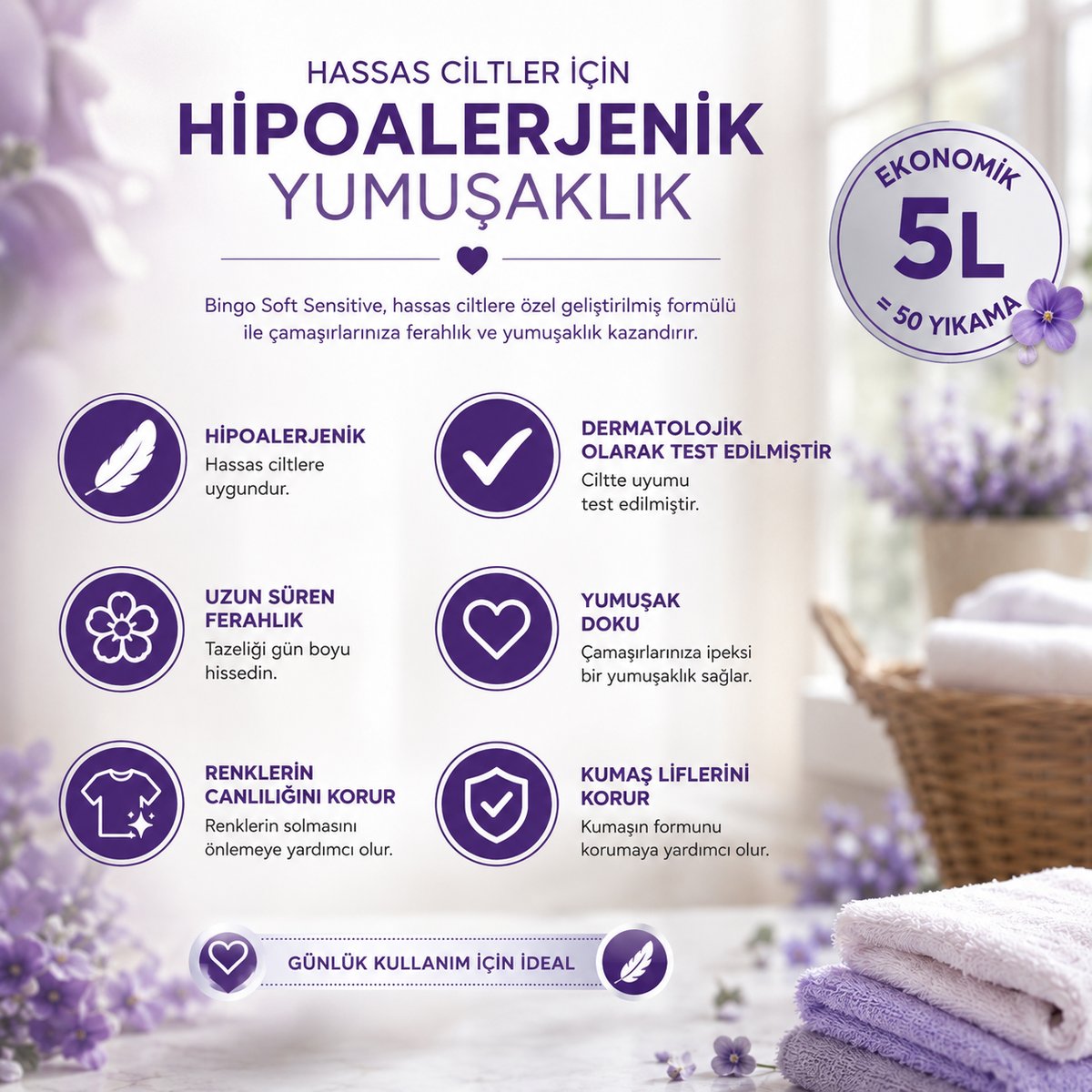 Bingo Soft Sensitive Yumuşatıcı 5 l