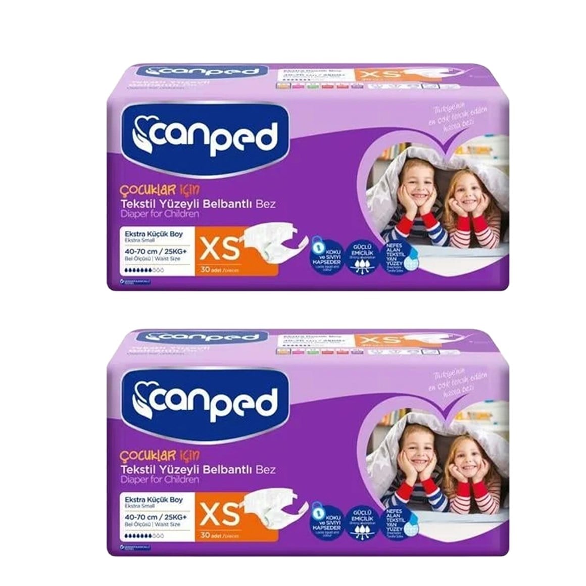 Canped Belbantlı Tekstil Hasta Bezi Ekstra Küçük 60 adet (xs) 30 'lu 2 Paket