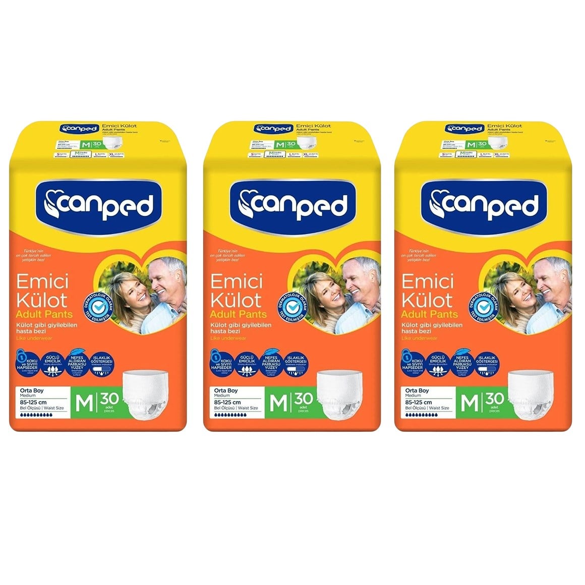 Canped Emici Külot Orta Boy Medium 90 adet (30'lu 3 Paket)