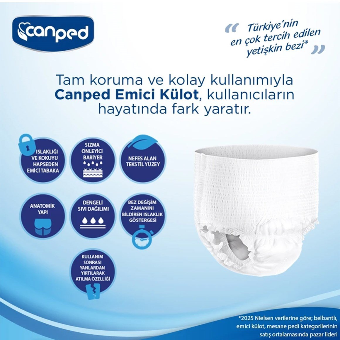 Canped Emici Külot Small Hasta Bezi 180'li (30'lu 6 Paket)