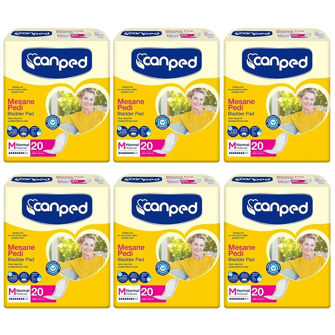 Canped Mesane Pedi Normal M Beden 120 adet 20'li 6 Paket