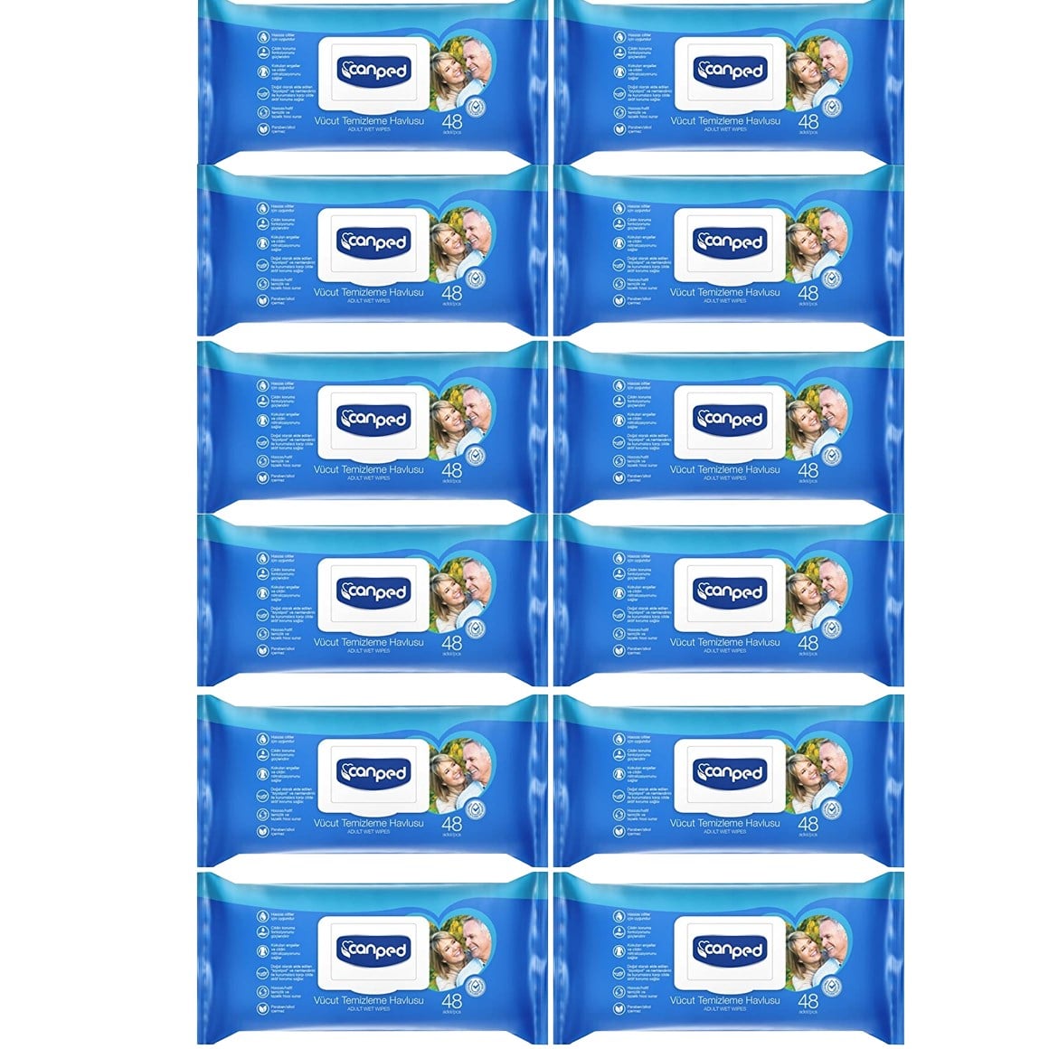 Canped Vücut Temizlik Havlusu 576 Yapak 48'li 12 Paket