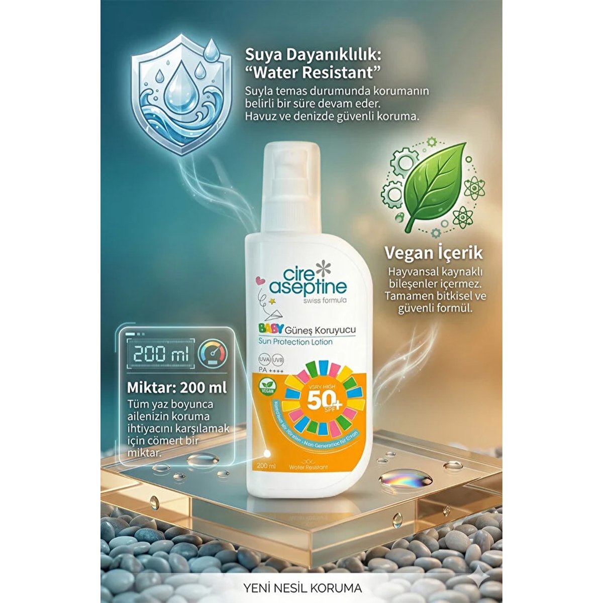 Cire Aseptine Avantajlı Yaz Paketi Baby Güneş Koruyucu Spf50 + 200ml ile Vitamin C Serum 30ml