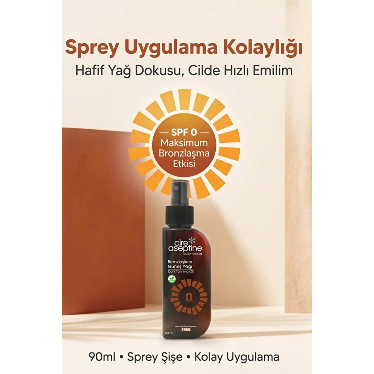 Cire Aseptine Bronzlaştırıcı Güneş Yağı 0 SPF 90 ml