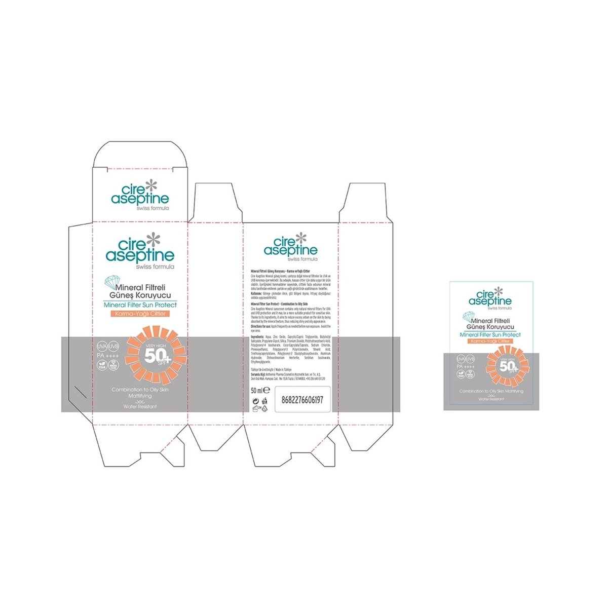 Cire Aseptine Güneş Koruyucu Krem 50 SPF 200 ml + Mineral Filtreli Güneş Koruyucu (50 ml)