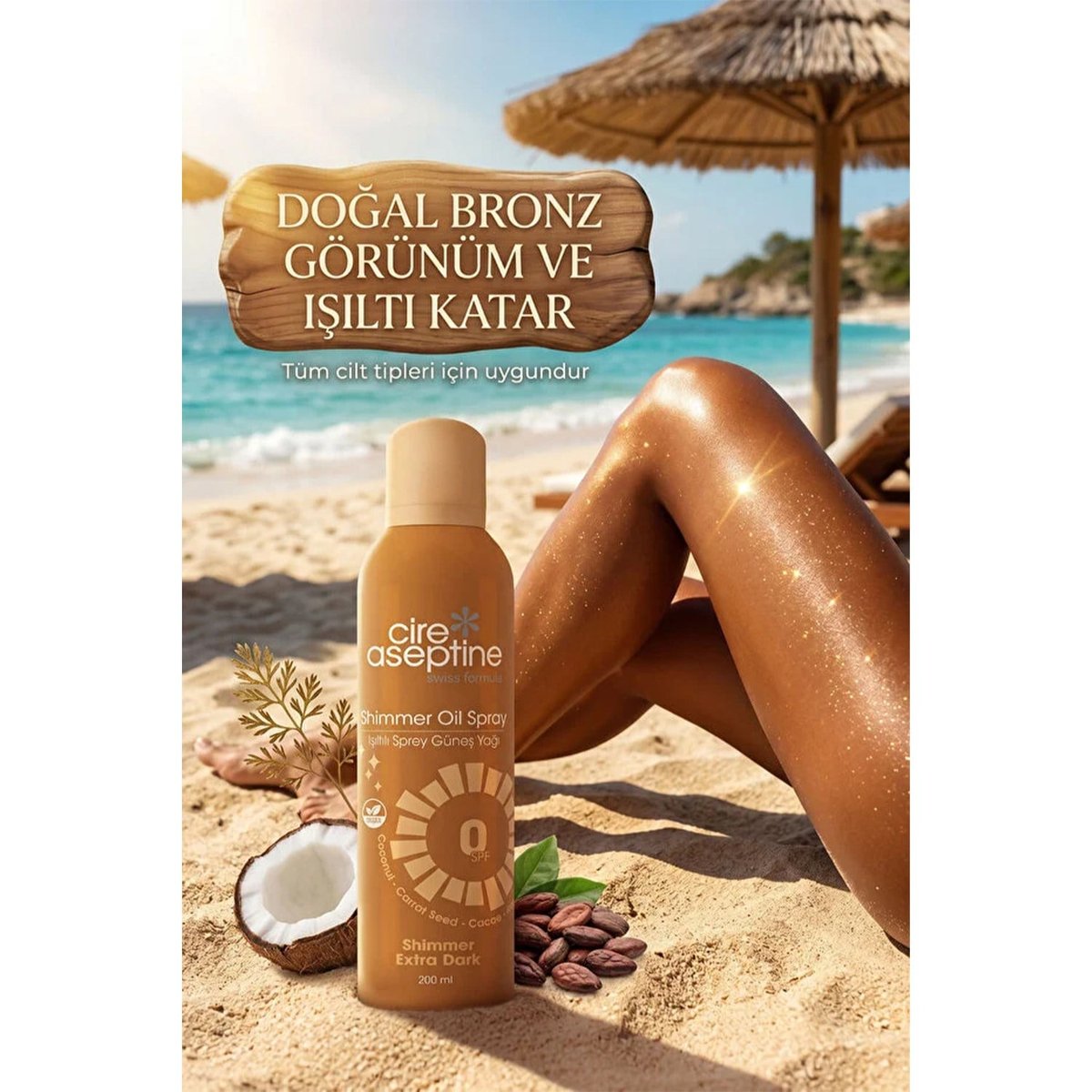 Cire Aseptine Işıltılı Sprey Güneş Yağı SPF0 200 ml