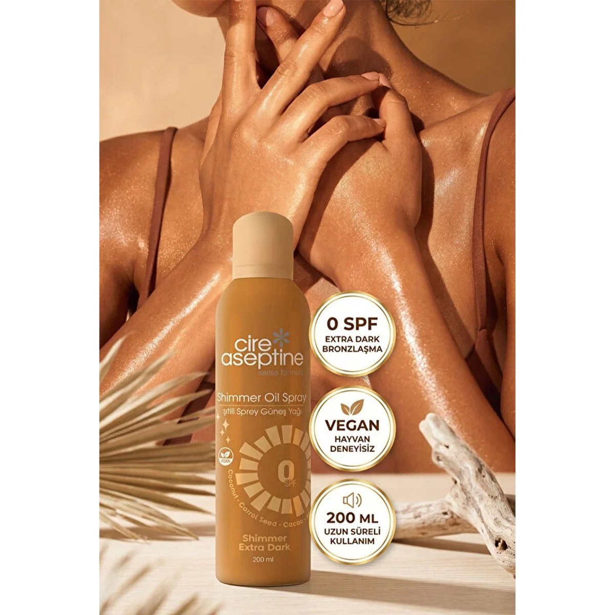 Cire Aseptine Işıltılı Sprey Güneş Yağı SPF0 200 ml