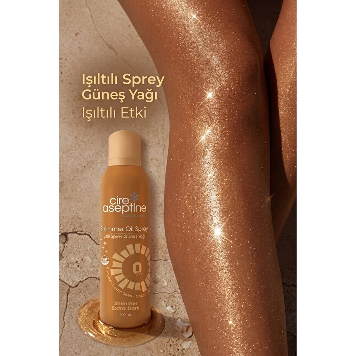 Cire Aseptine Işıltılı Sprey Güneş Yağı SPF0 200 ml