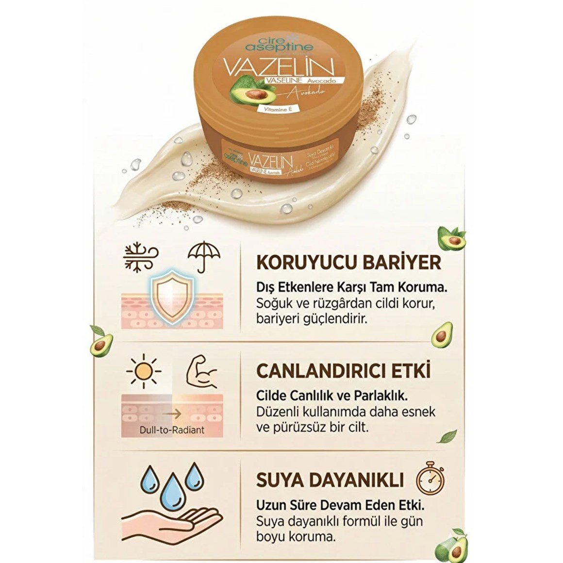 Cire Aseptine Vazelin 6'lı Bakım Seti – Aloe Vera, Zeytinyağı, Classic, Rose, Pure, Avocado