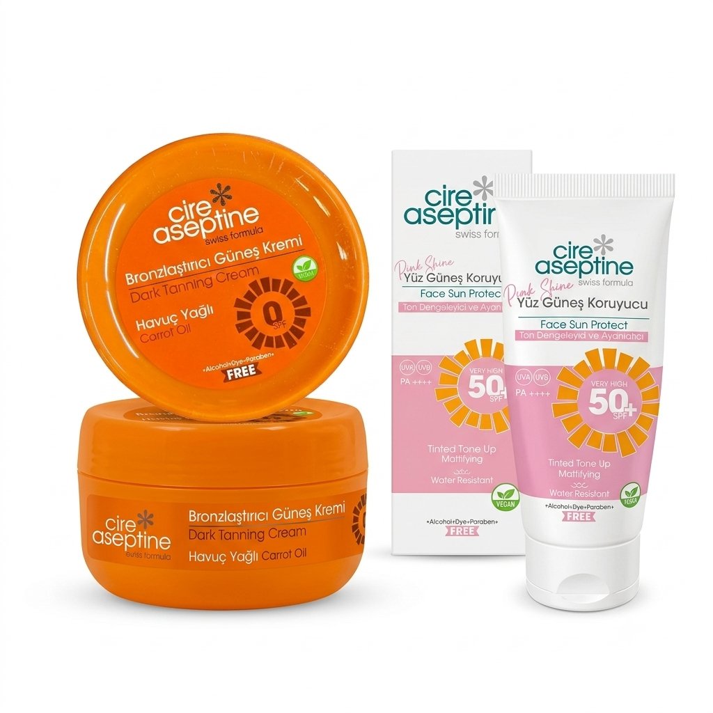 Cire Aseptine Yüz Güneş Koruyucu Aydınlatıcı (50 ml) ve Bronzlaştırıcı Güneş Kremi (100 ml)