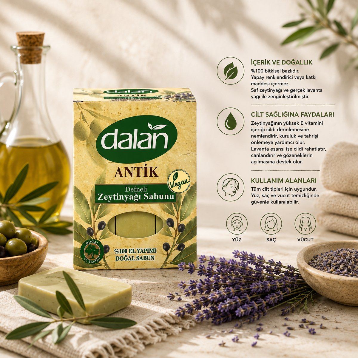 Dalan Antik Defneli Zeytinyağı Sabunu 900 G 4 Adet