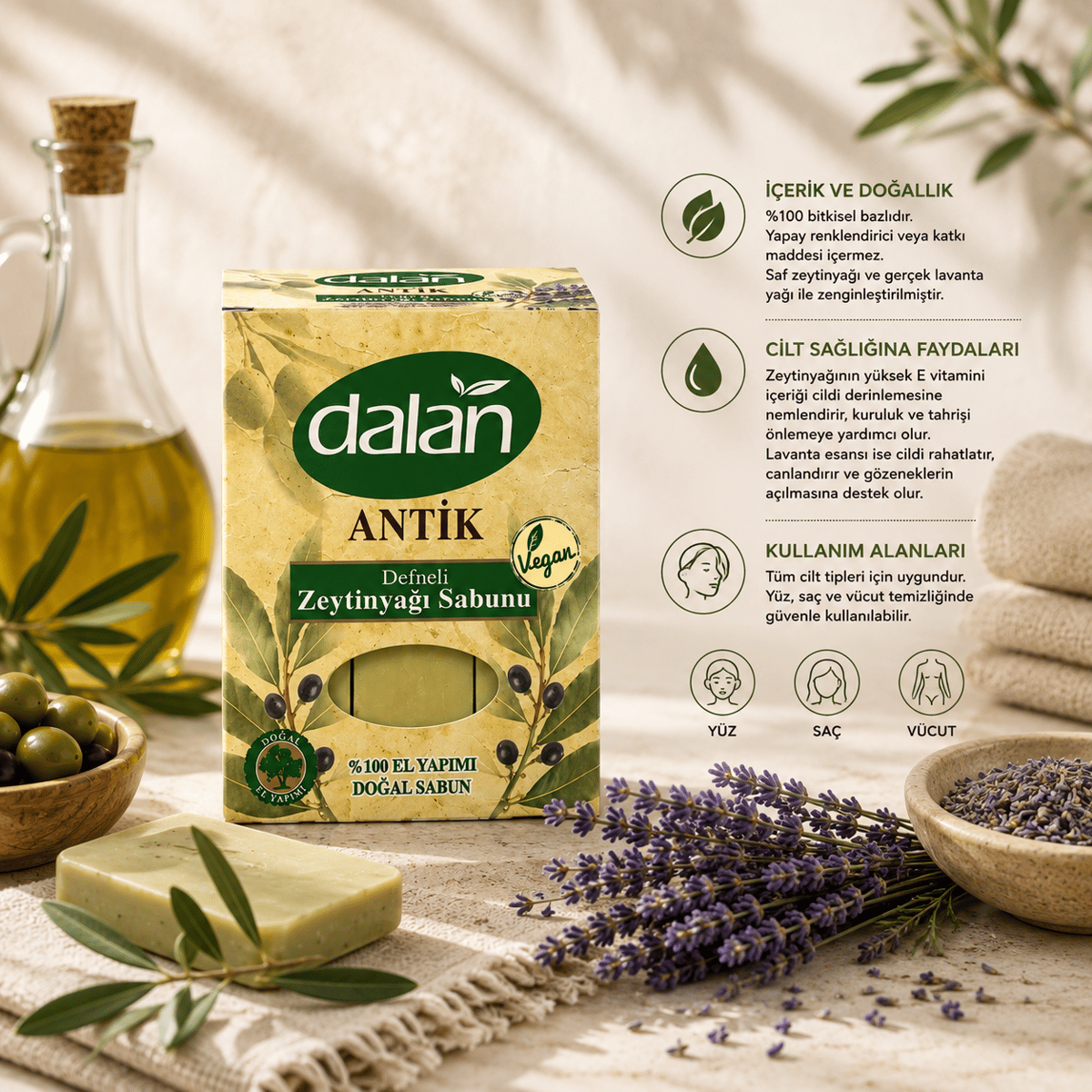 Dalan Antik Defneli Zeytinyağı Sabunu 900 G x 4 Adet