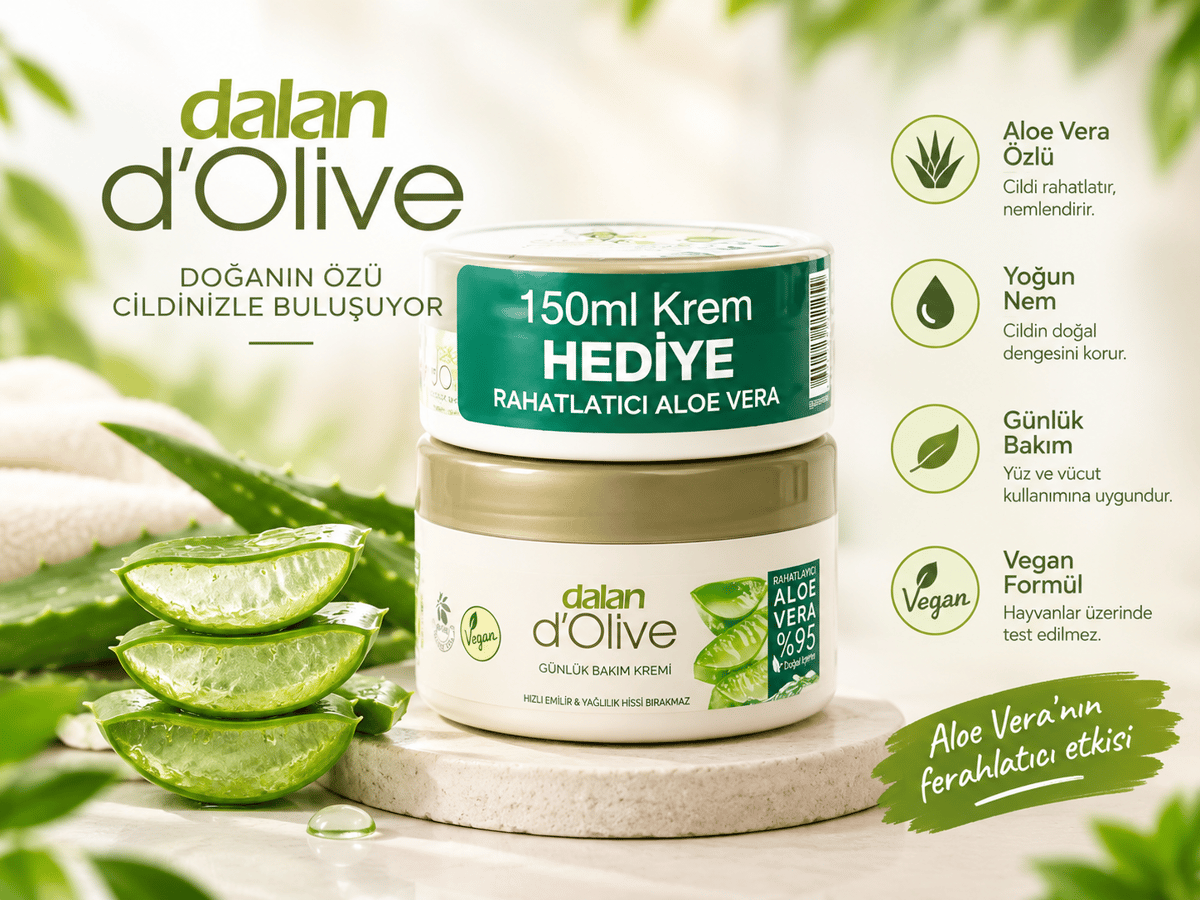 Dalan D Olive Rahatlatıcı Aloe Vera Günlük Bakım Kremi 250 ml + 150 ml