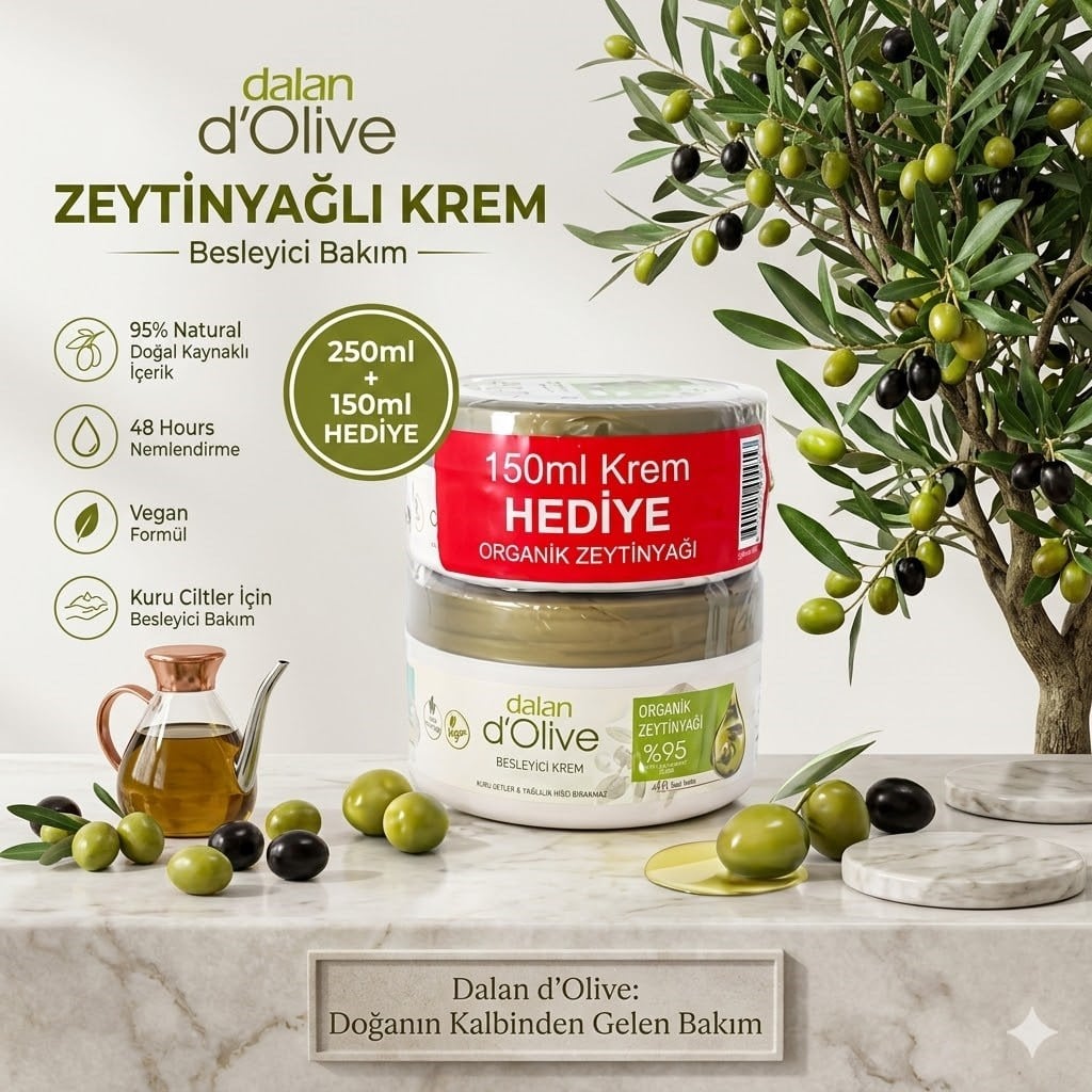 Dalan D'Olive Besleyici Organik Avokado Yağlı Kremi 250 ml + 150 ml