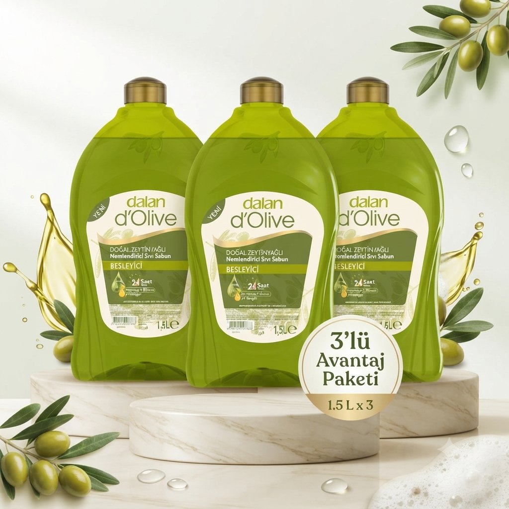 Dalan d'Olive Besleyici Sıvı Sabun 1.5 L x 3 Adet 