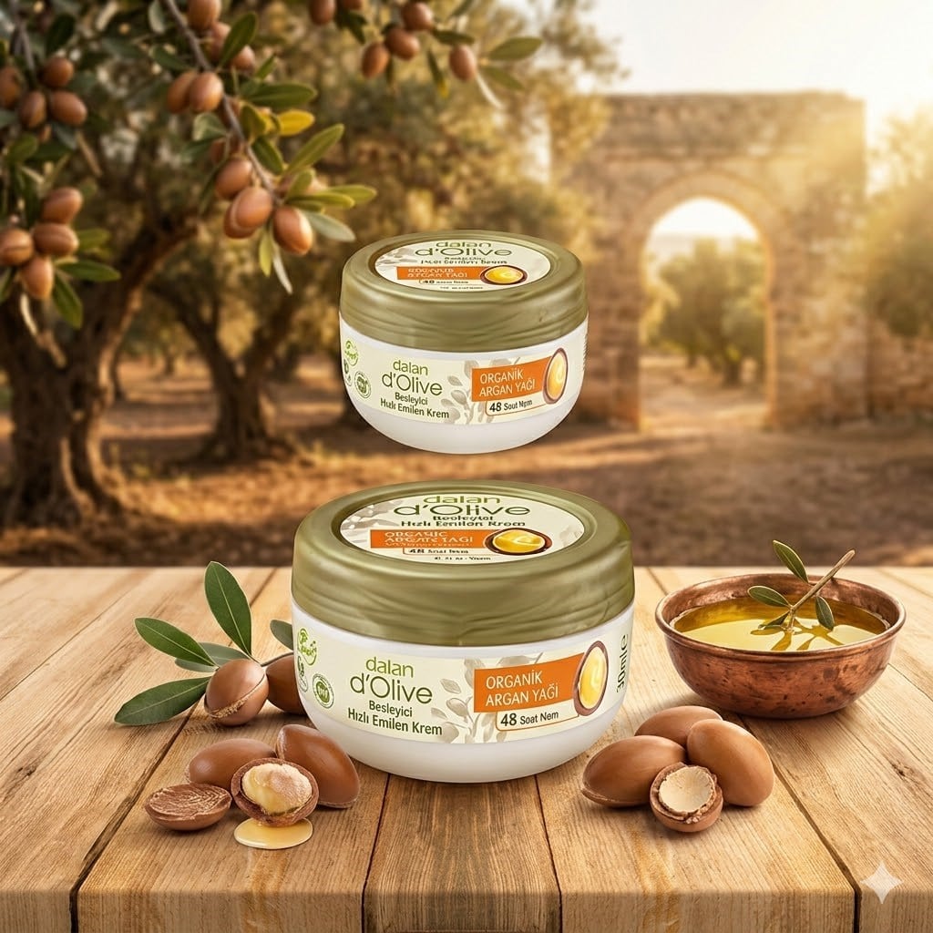 Dalan D'olive Organik Argan Yağı Besleyici Hızlı Emilen Krem 300 ml + 150 ml