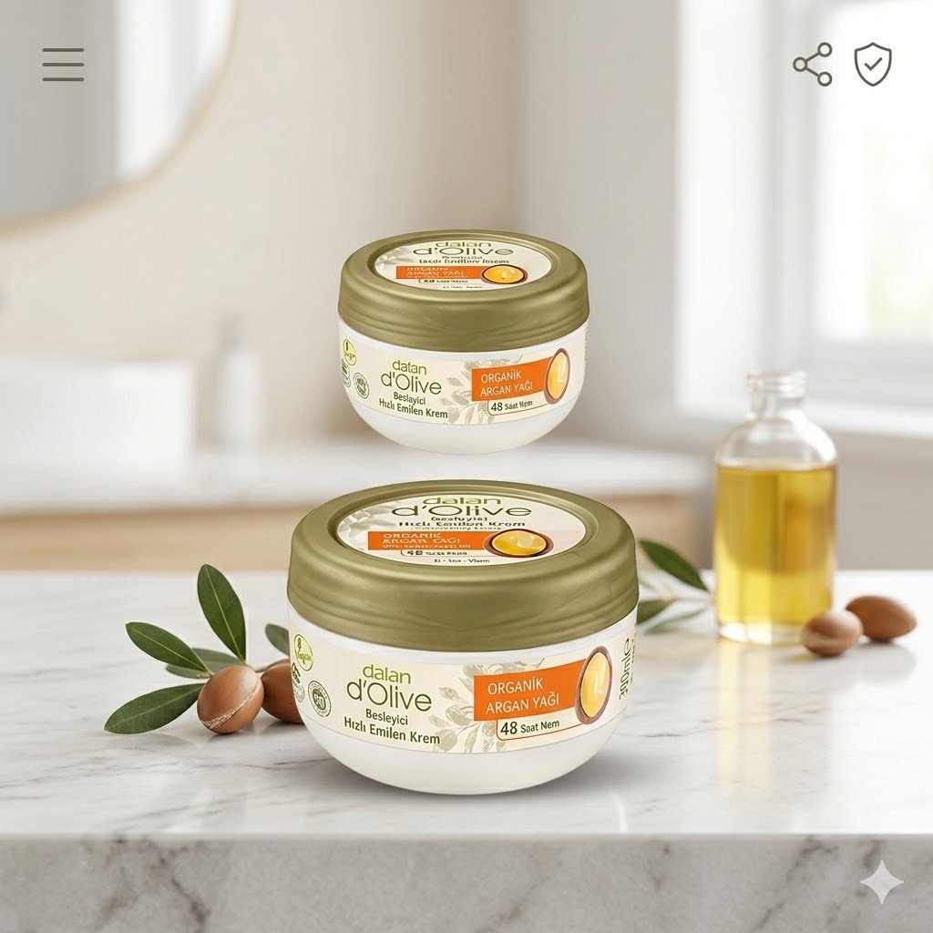 Dalan D'olive Organik Argan Yağı Besleyici Hızlı Emilen Krem 300 ml + 150 ml