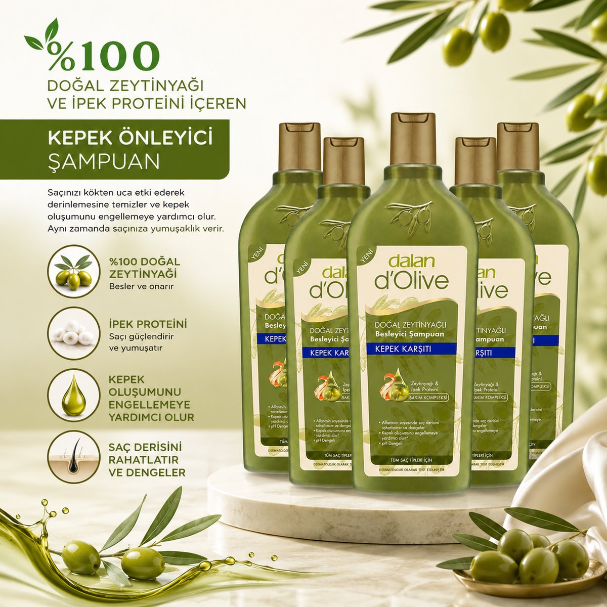 Dalan D'Olive Zeytinyağlı Kepek Karşıtı Şampuan 400 ml x 6 Adet