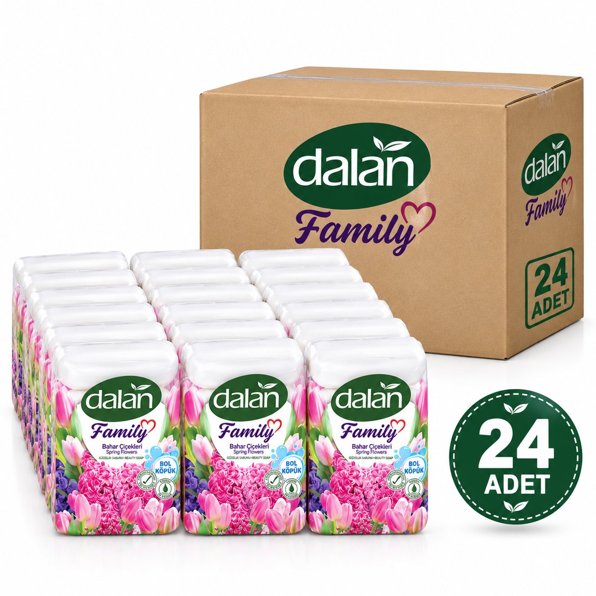 Dalan Family Sabun Bahar Çiçekleri 75 gr × 4 – 24 Paket (1 Koli)