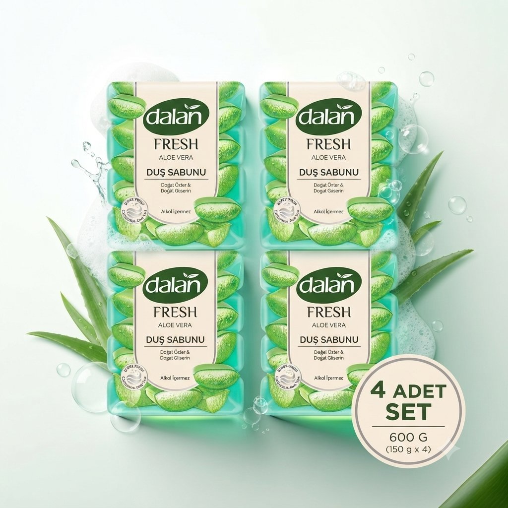 Dalan Fresh Aloe Vera Duş Sabunu 600 G (150 g x 4) 4'lü Set