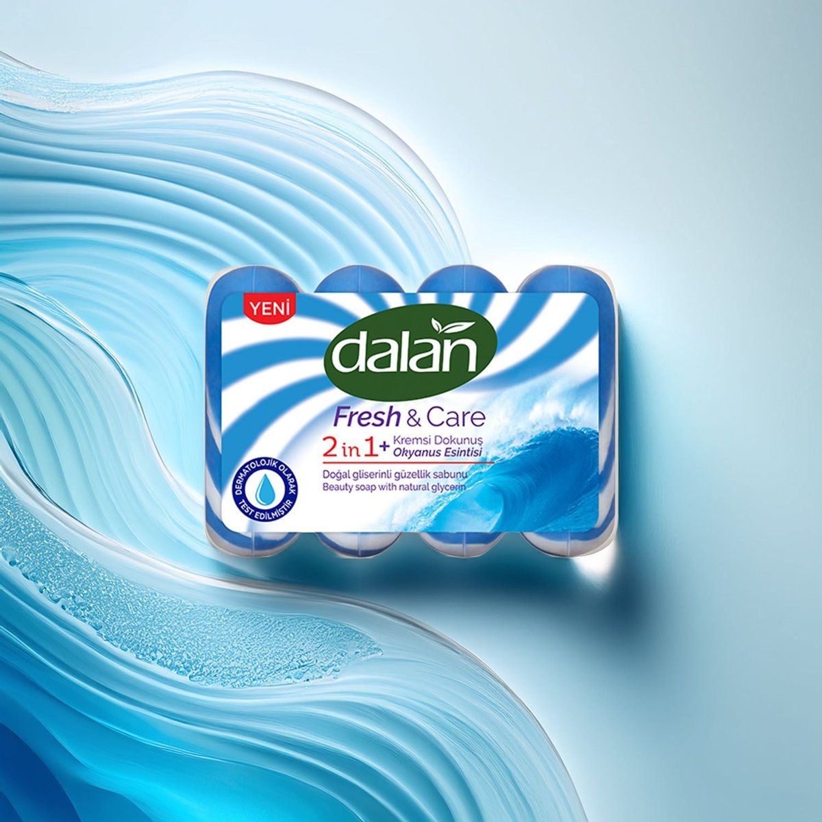 Dalan Fresh & Care 2 in 1 Okyanus Esintisi Doğal Gliserinli Güzellik Sabunu 90 g x4