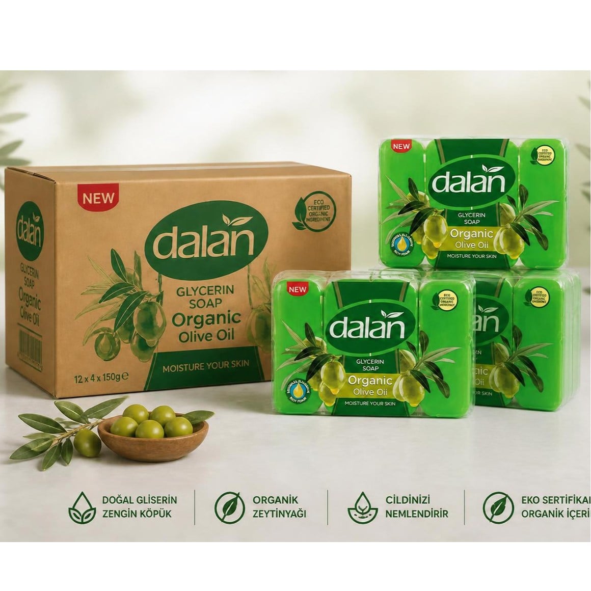 Dalan Gliserinli Zeytinyağlı Sabun 150gx4  12 Adet 1 Koli