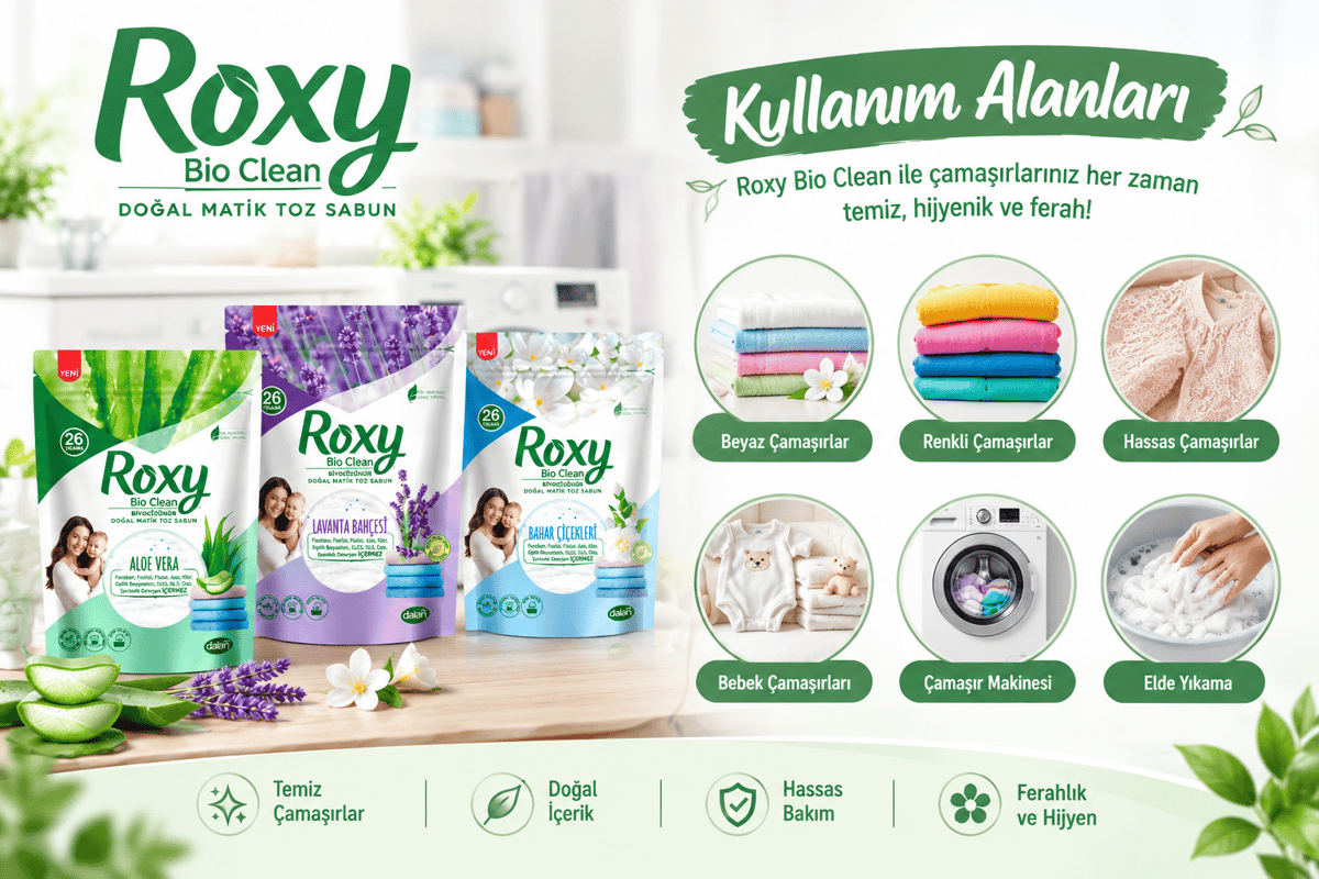 Dalan Roxy Bio Clean Doğal Matik Toz Sabun 800 Gr 6'lı Set – Bahar Çiçekleri, Aloe Vera, Lavanta Bahçesi