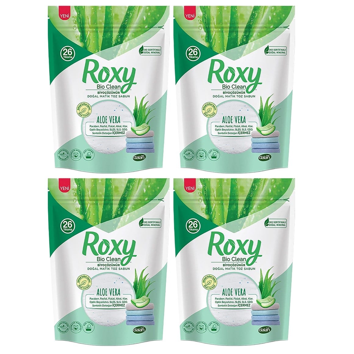 Dalan Roxy Bio Clean Doğal Matik Toz Sabun Aloe Vera 800 gr x 4 adet
