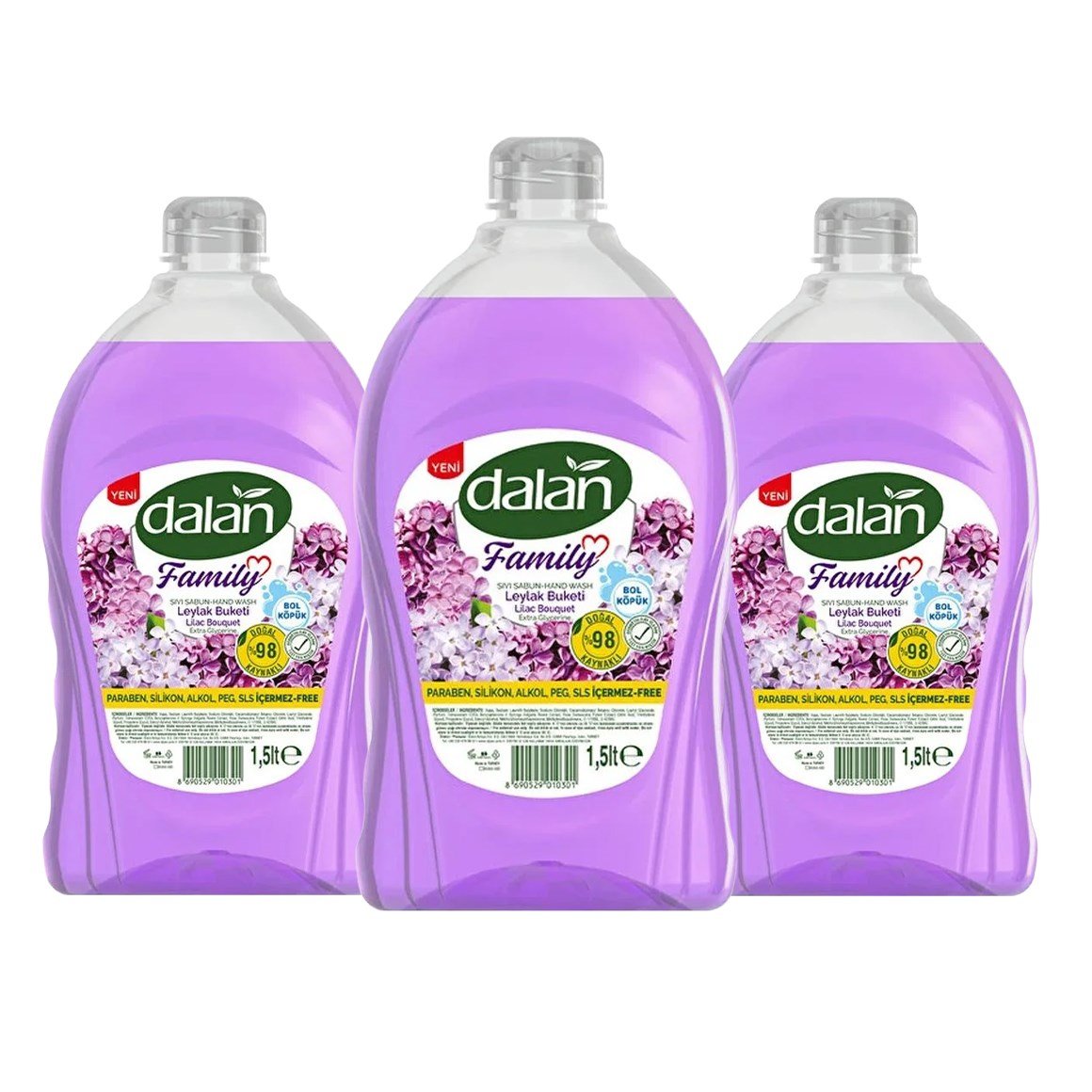 Dalan Sıvı Sabun Family Leylak 1,5 L 3 adet