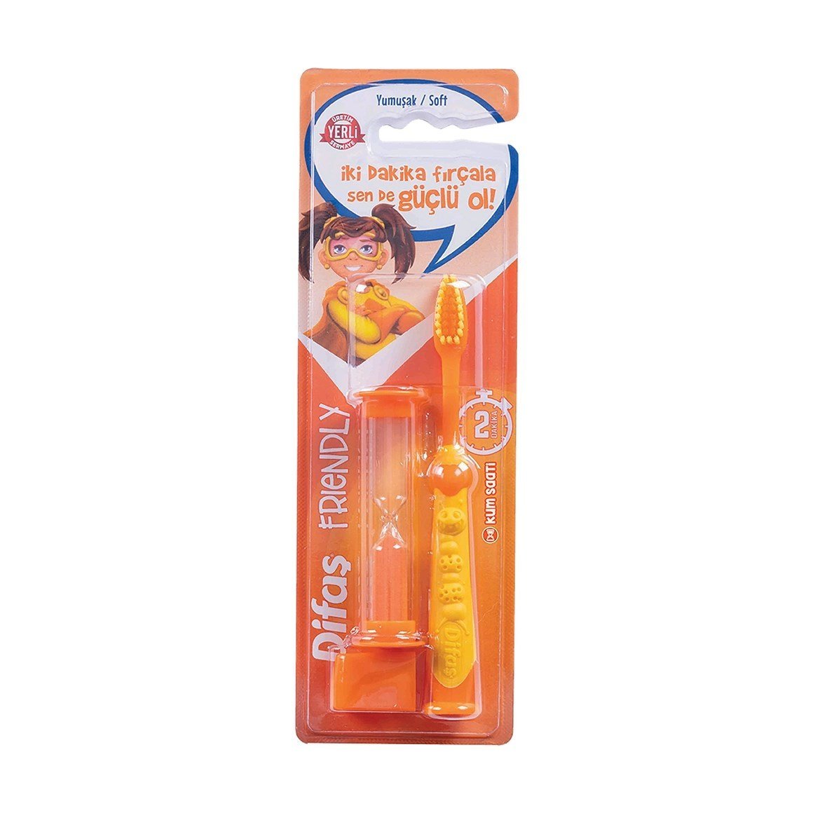 Difaş Friendly Çocuk Diş Fırçası Kum Saatli Turuncu