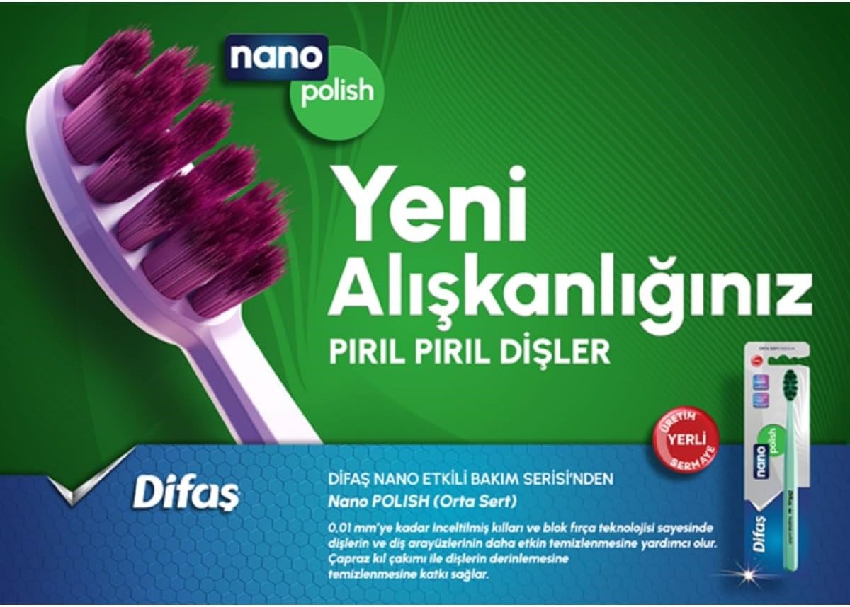 Difaş Nano Polish Orta Sert Medium Diş Fırçası Yeşil