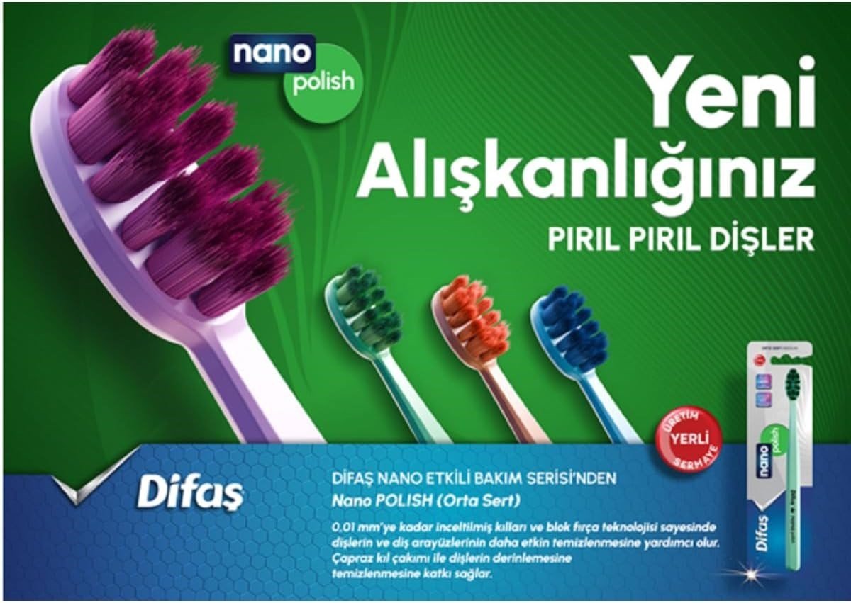 Difaş Nano Polish Orta Sert Medium Diş Fırçası Yeşil