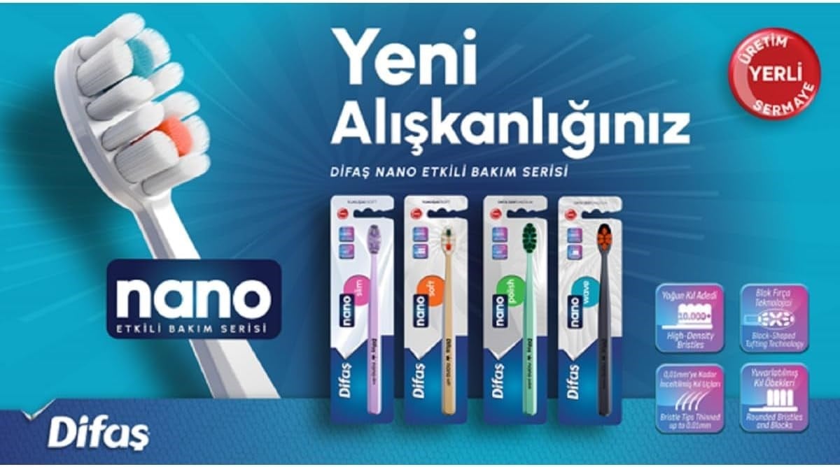 Difaş Nano Polish Orta Sert Medium Diş Fırçası Yeşil