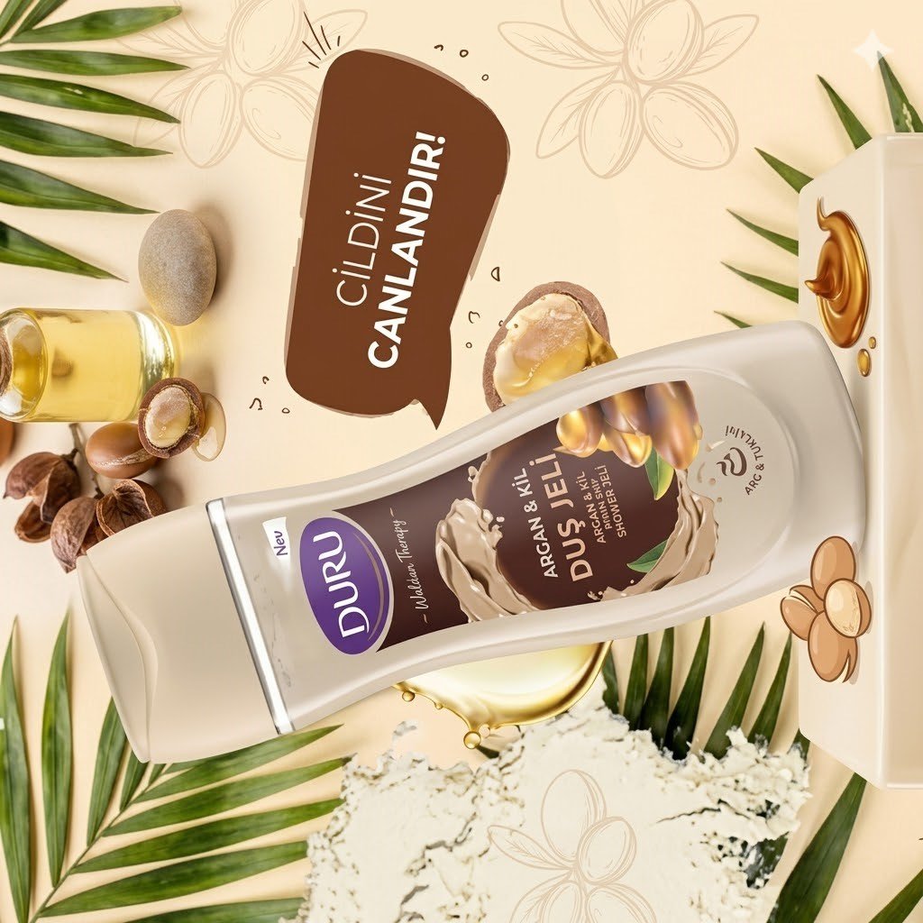 Duru Duş Jeli Mineral Action Argan Yağı ve Kil 450 ml