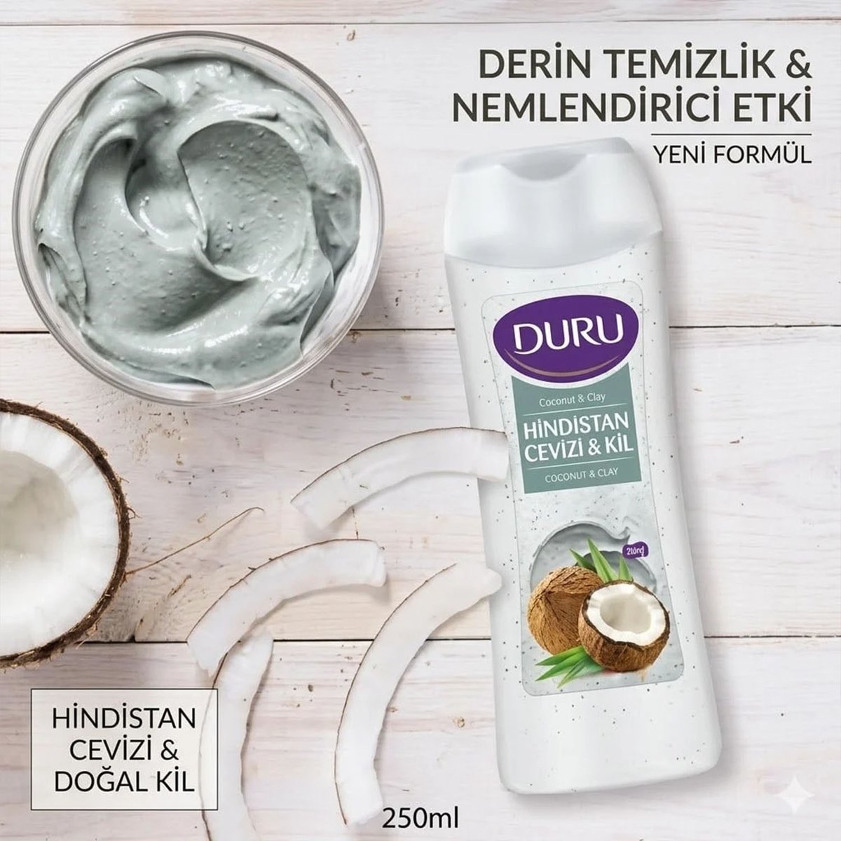 Duru Duş Jeli Mineral Action Hindistan Cevizi ve Kil 450 ml x 3 Adet