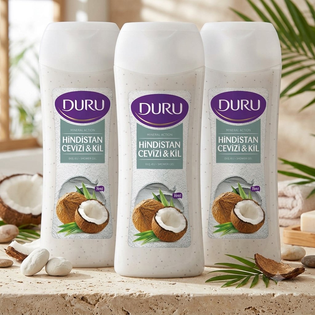 Duru Duş Jeli Mineral Action Hindistan Cevizi ve Kil 450 ml x 3 Adet