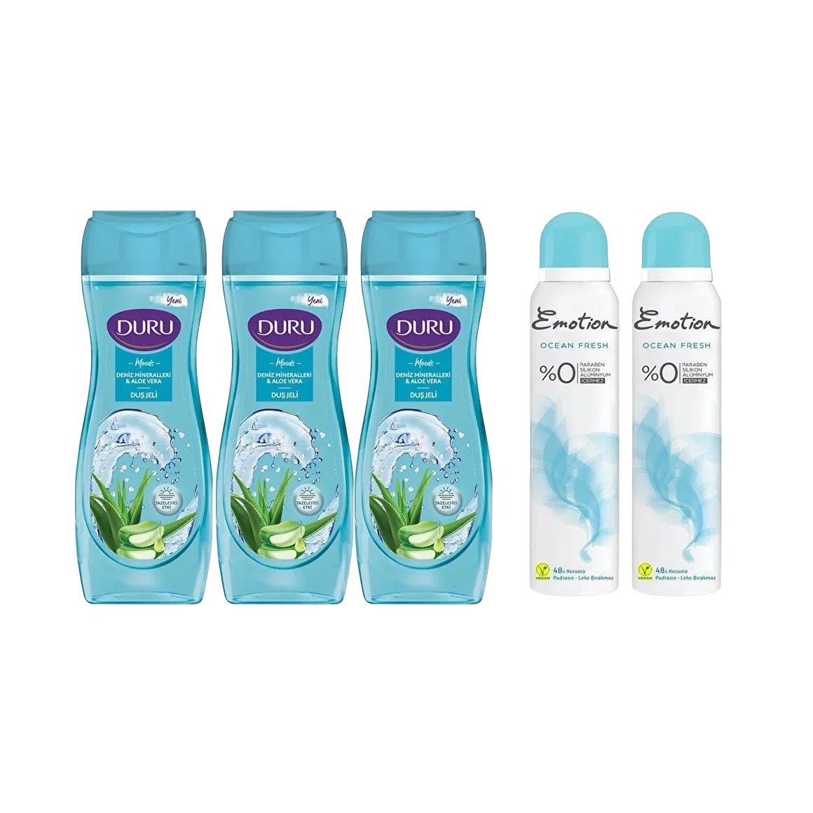 Duru Duş Jeli Moods Deniz Minerali & Aloe Vera 450 ML & Emotion Deodorant Ocean Fresh 200 ml 