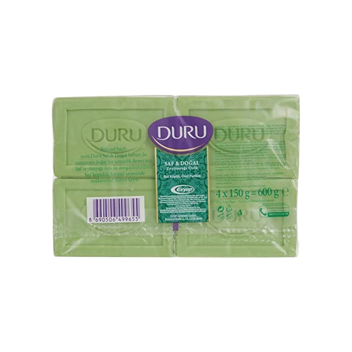 Duru Kalıp Sabun Saf ve Doğal Zeytinyağlı Özlü 4 x 150 600 gr