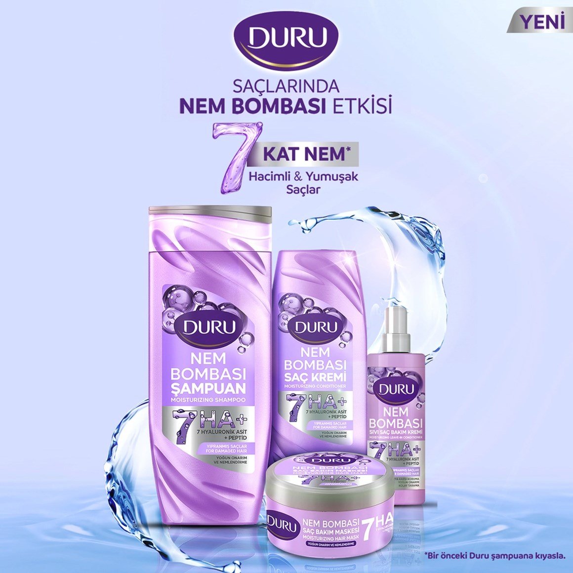 Duru Nem Bombası Yoğun Onarım Şampuan 400 ml + Saç Kremi 385 ml Bakım Seti (2'li Set)