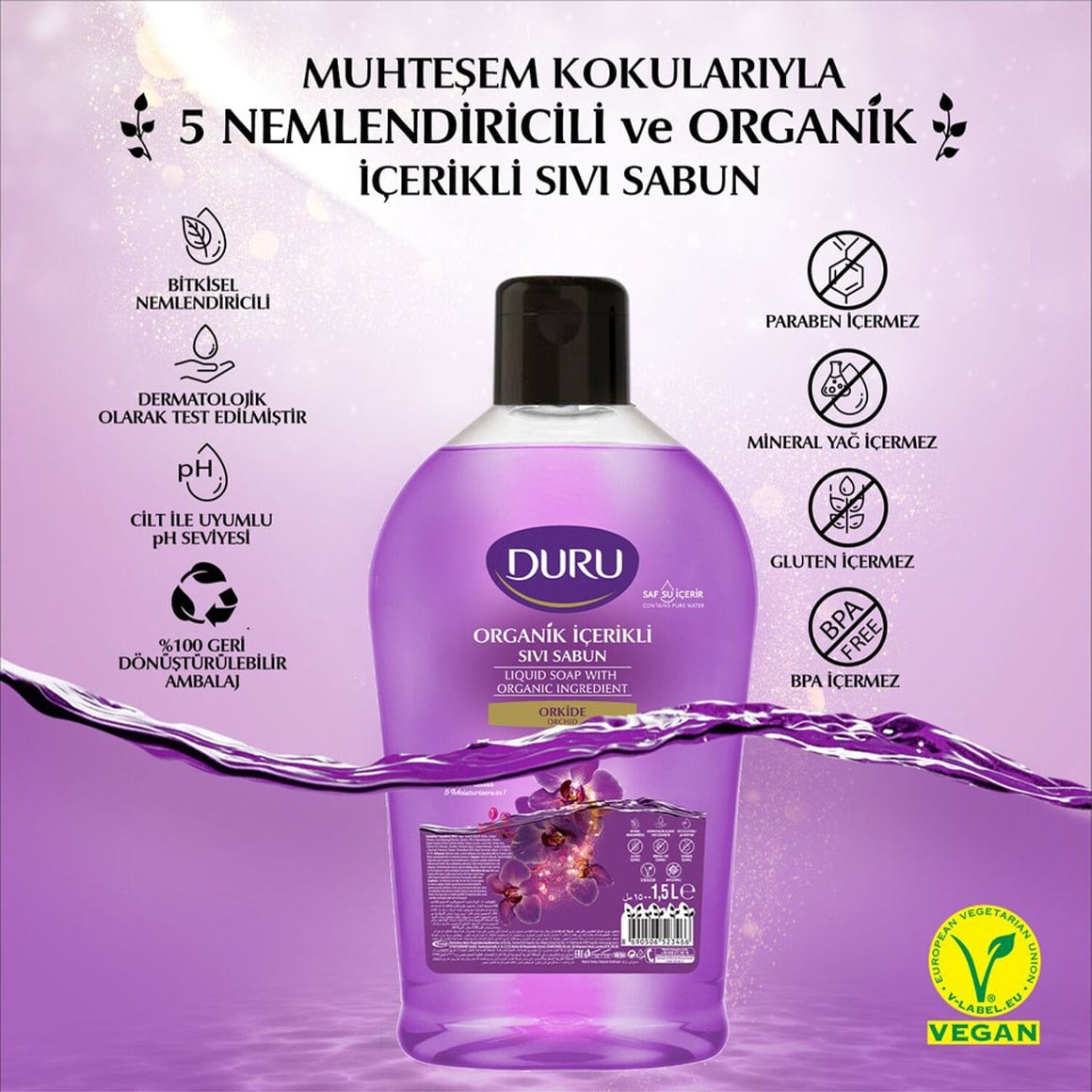 Duru Organik İçerikli Orkide Sıvı Sabun 1,5Lt