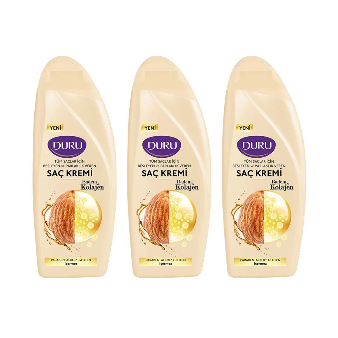 Duru Saç Kremi Badem ve Kolajen 500 ml 3'lü Set (3 x 500 ml)