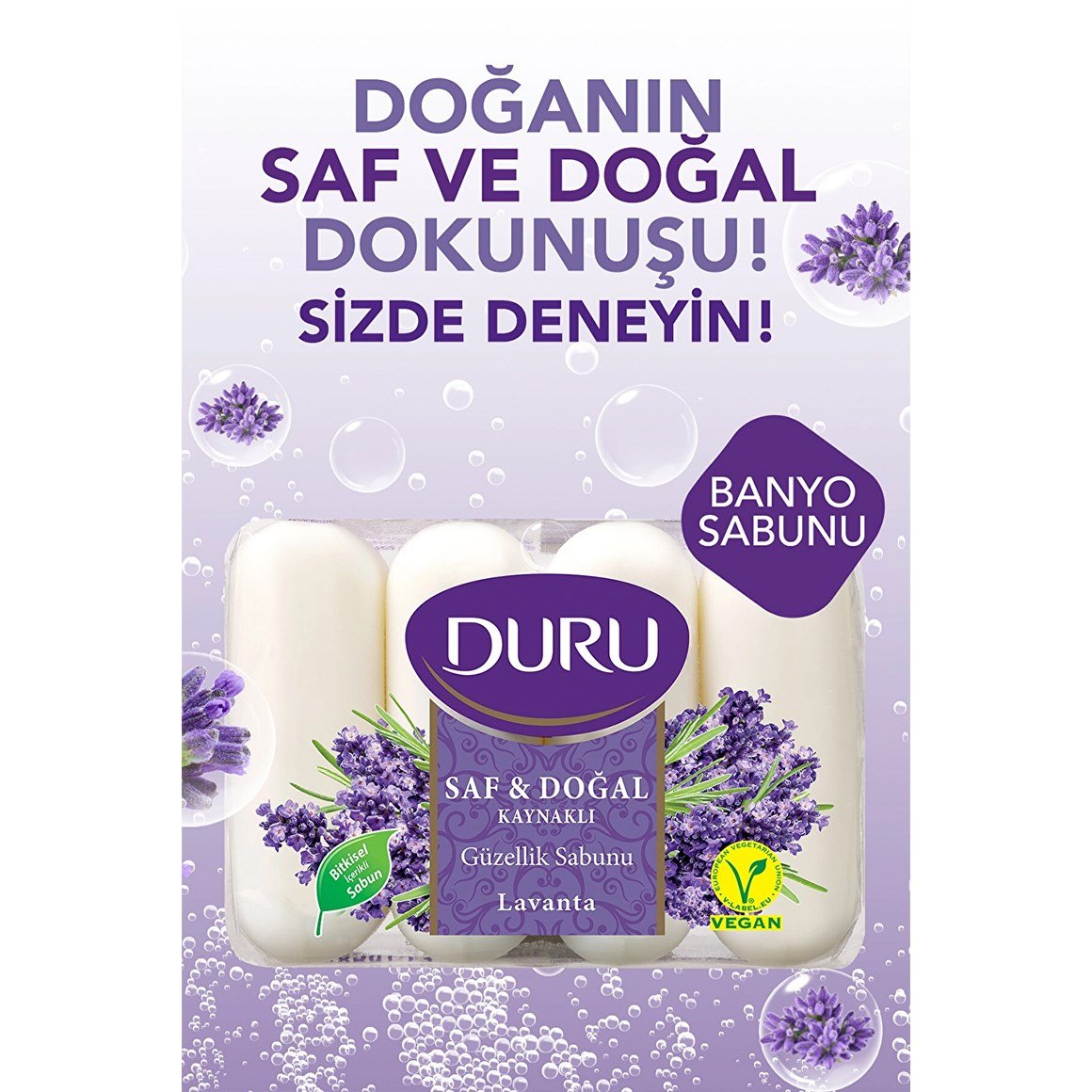 Duru Saf ve Doğal Kaynaklı Lavanta Güzellik Sabunu 4 x 70 gr