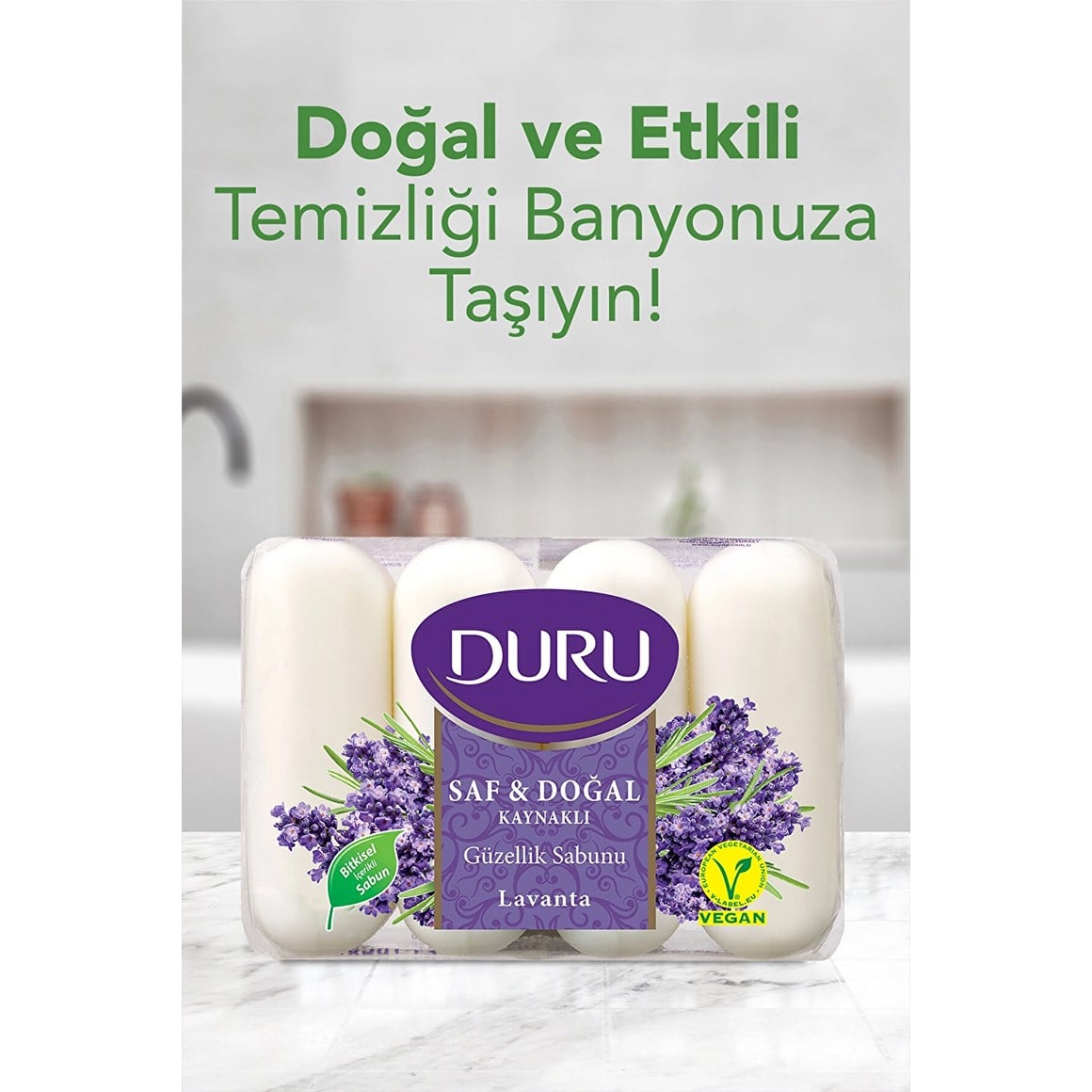 Duru Saf ve Doğal Kaynaklı Lavanta Güzellik Sabunu 4 x 70 gr