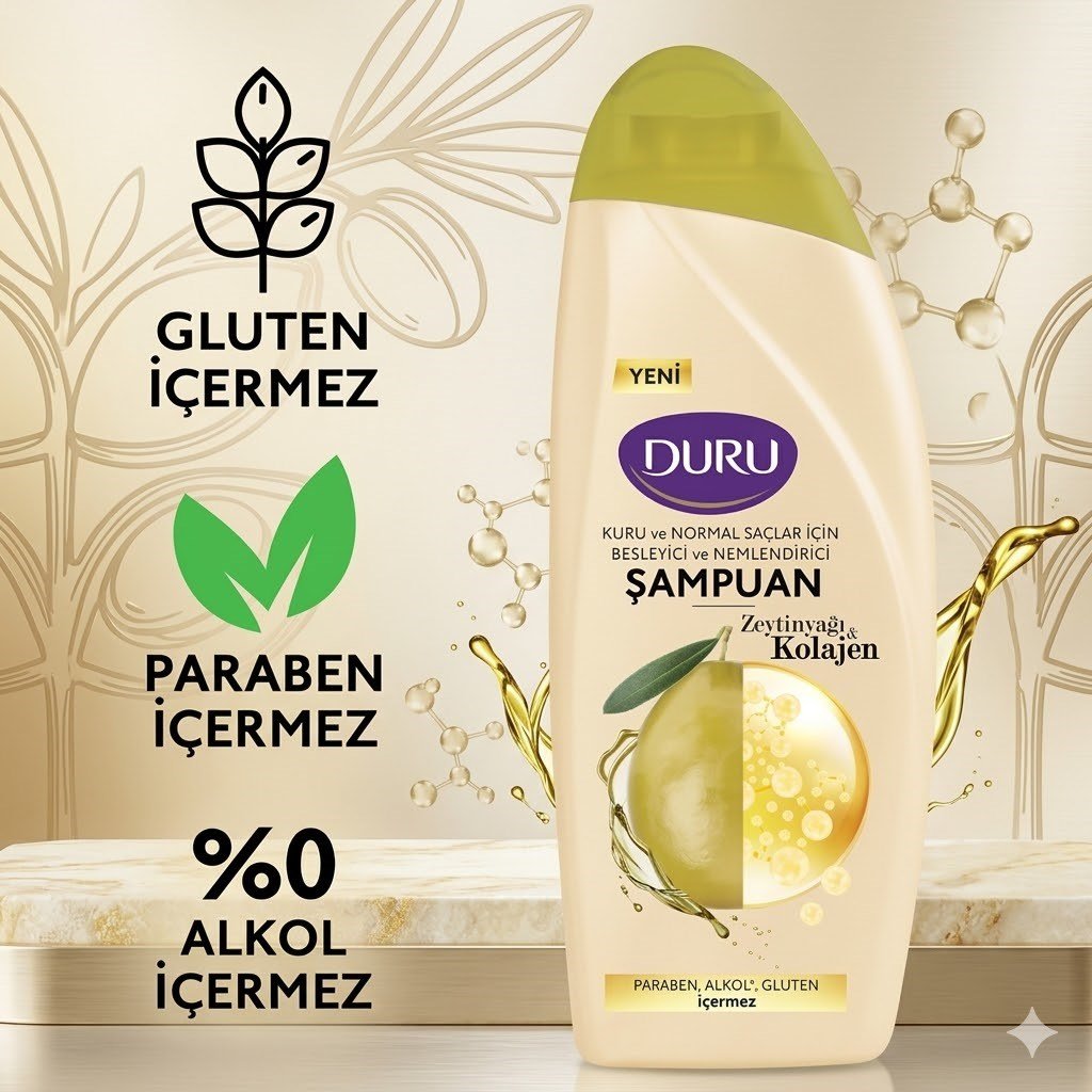 Duru Şampuan Zeytinyağı ve Kolajen Kuru Ve Normal Saçlar İçin 500 ml