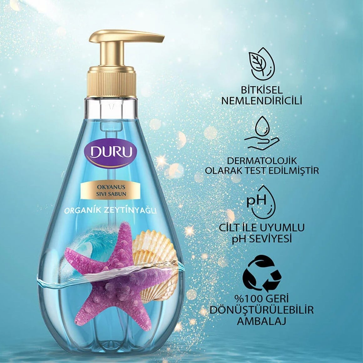 Duru Sıvı Sabun Organik İçerikli Okyanus Tazeliği Gold 500 ml