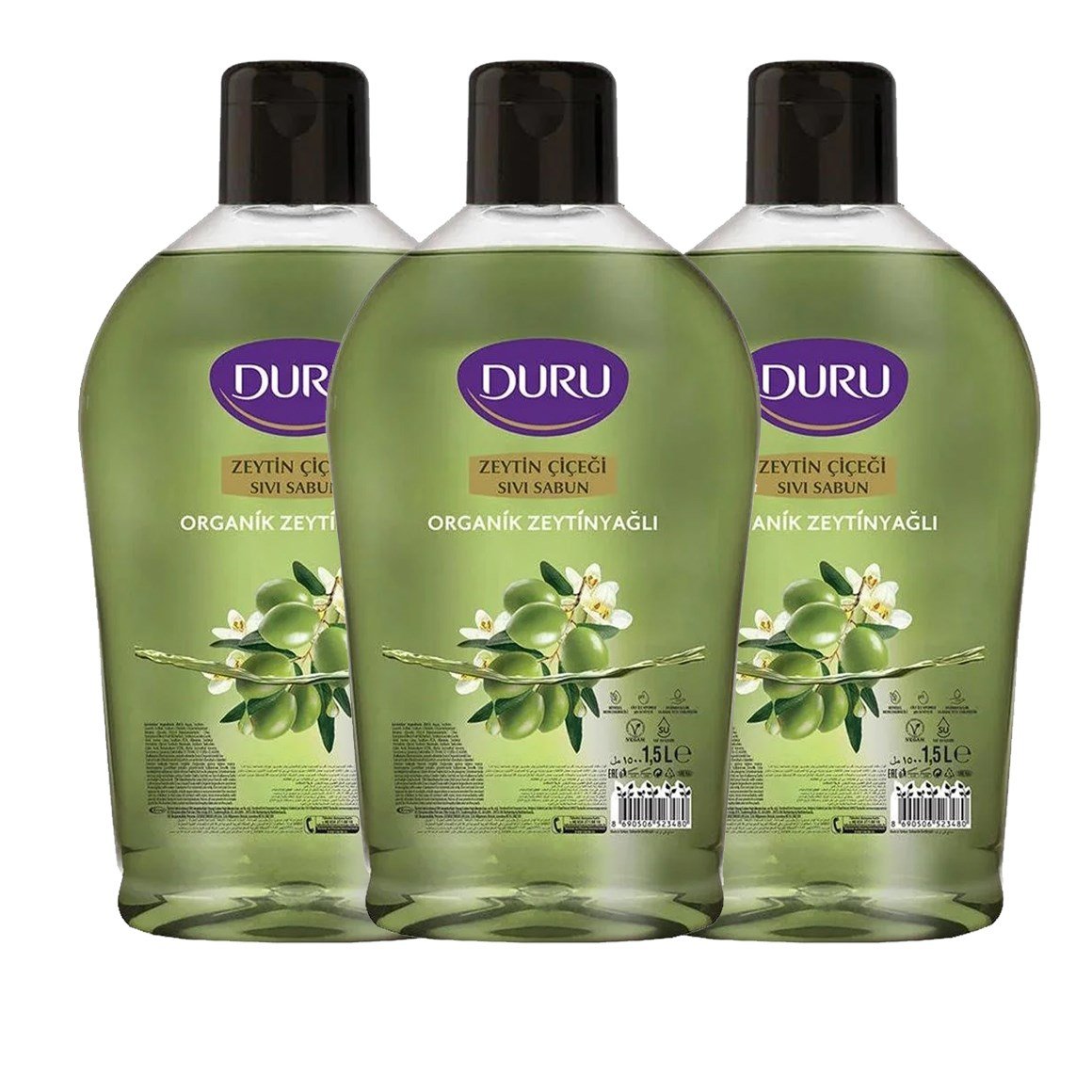 Duru Sıvı Sabun Zeytin Çiçeği Organik Zeytinyağlı 1,5 l 3 adet