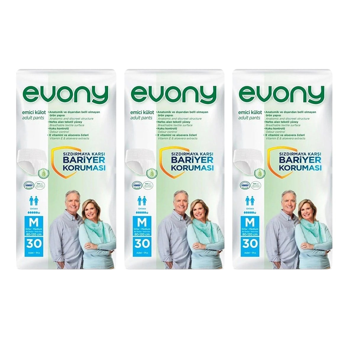 Evony Emici Külot Medium Unisex 90 adet (30'lu 3 Paket)