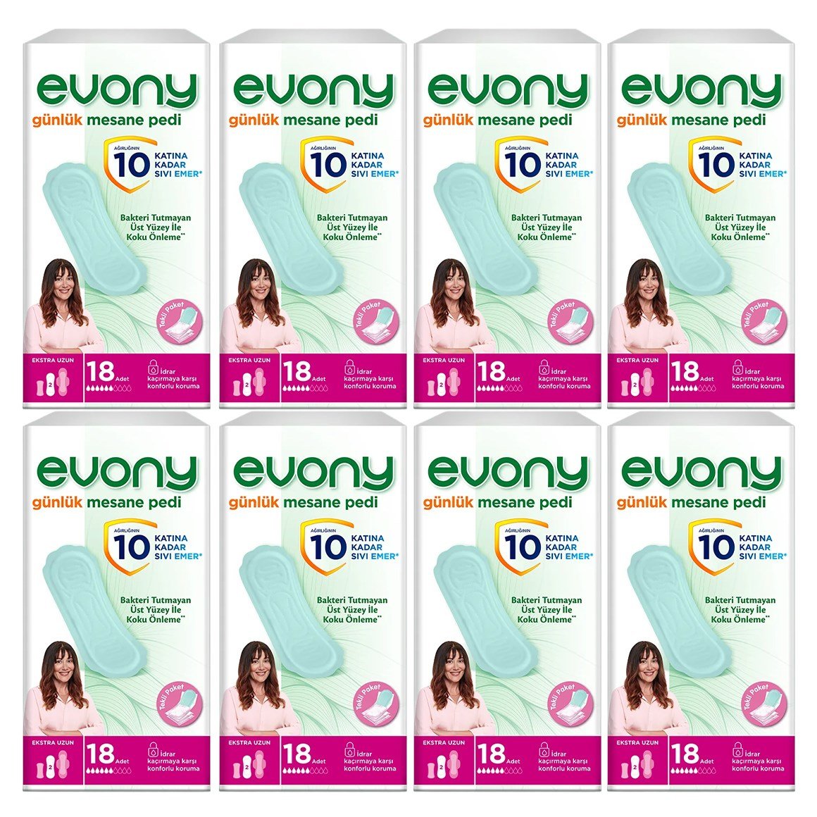 Evony Mesane Pedi Günlük Ekstra Uzun 144'lü ( 18'li 8 Paket)