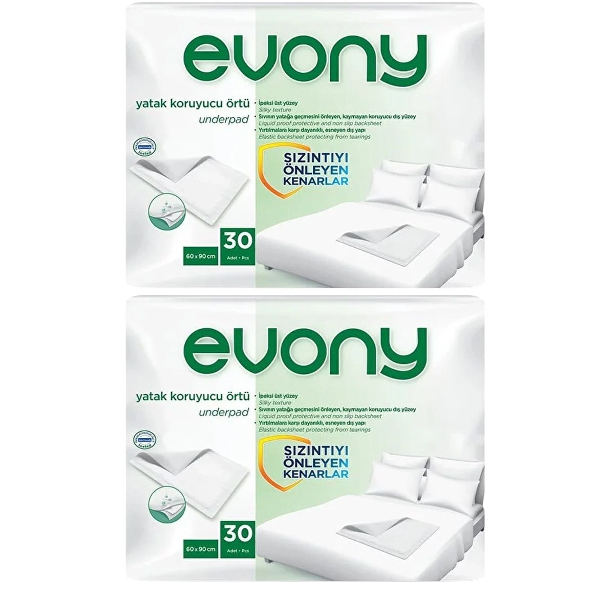 Evony Yetişkin Yatak Koruyucu Örtüsü 60 x 90 cm 60 adet (30'lu 2 Paket)